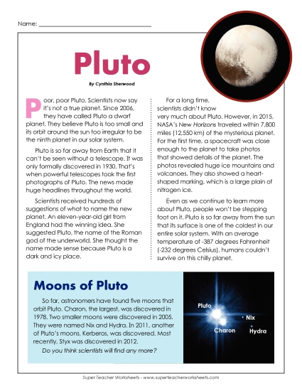 Articles with Questions - Pluto Article & Questions