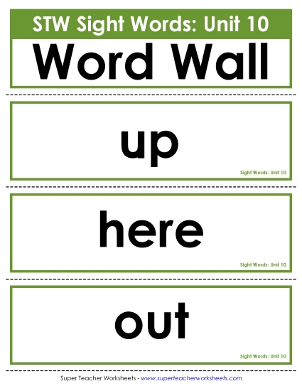 Reading Practice Tools - Pocket Chart or  Word Wall (Unit 10)