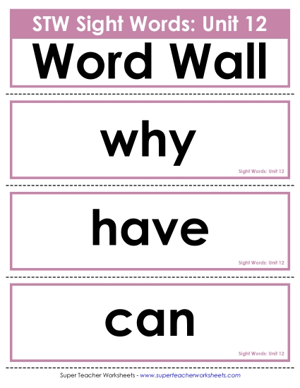 Reading Practice Tools - Pocket Chart or Word Wall (Unit 12) Reading Practice Tools - Pocket Chart or Word Wall (Unit 12)