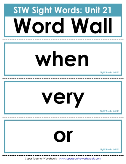 Reading Practice Tools - Pocket Chart or  Word Wall (Unit 21)