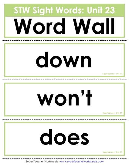 Reading Practice Tools - Pocket Chart or Word Wall (Unit 23) Reading Practice Tools - Pocket Chart or Word Wall (Unit 23)