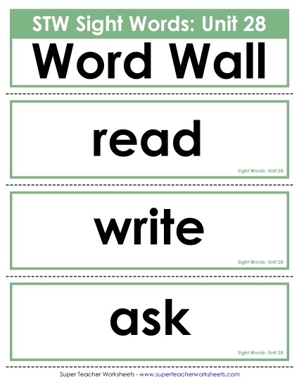 Reading Practice Tools - Pocket Chart or Word Wall (Unit 28) Reading Practice Tools - Pocket Chart or Word Wall (Unit 28)
