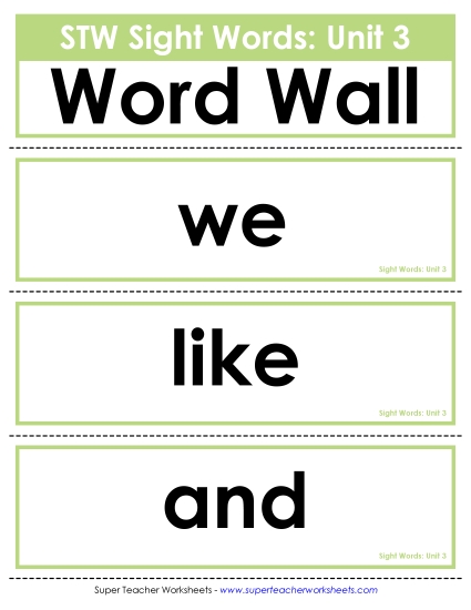 Reading Practice Tools - Pocket Chart or Word Wall (Unit 3)