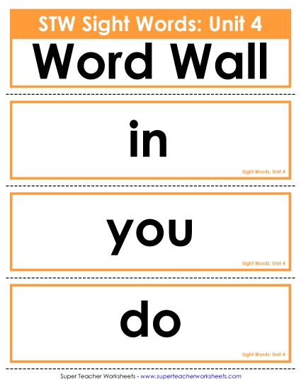 Reading Practice Tools - Pocket Chart or Word Wall (Unit 4)