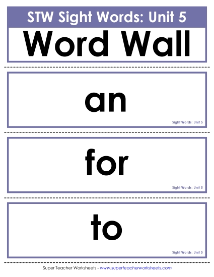 Reading Practice Tools - Pocket Chart or  Word Wall (Unit 5)