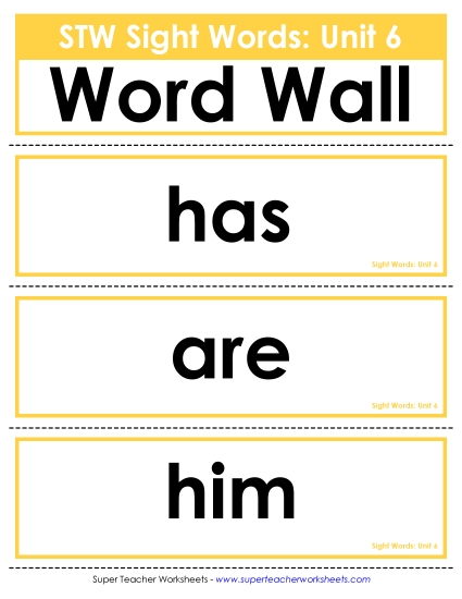 Reading Practice Tools - Pocket Chart or  Word Wall (Unit 6)
