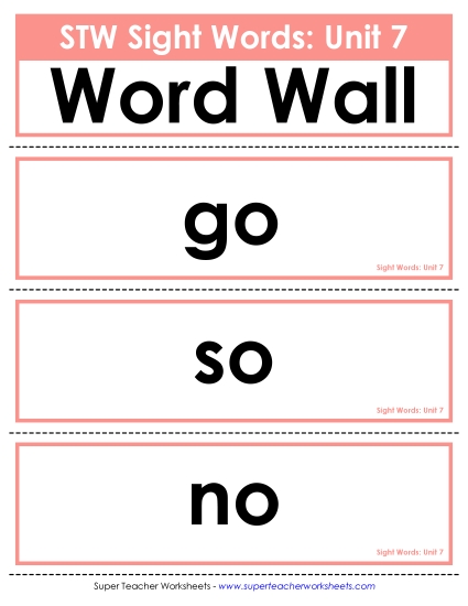 Reading Practice Tools - Pocket Chart or  Word Wall (Unit 7)