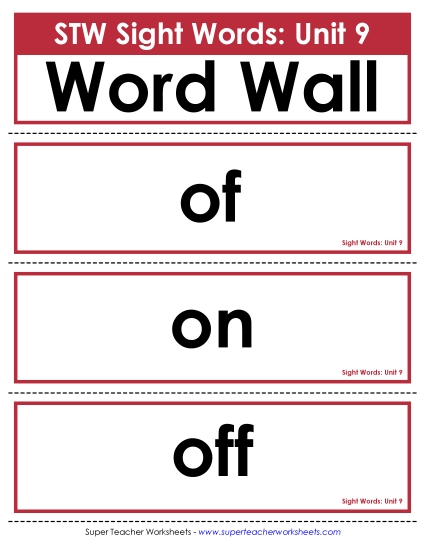 Reading Practice Tools - Pocket Chart or  Word Wall (Unit 9)