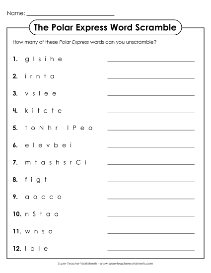 Puzzles - Polar Express Word Scramble