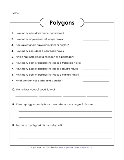Polygons - Polygon Questions Polygons - Polygon Questions
