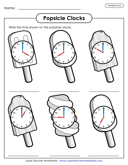 More Summer Math - Popsicle Clocks - Nearest Hour