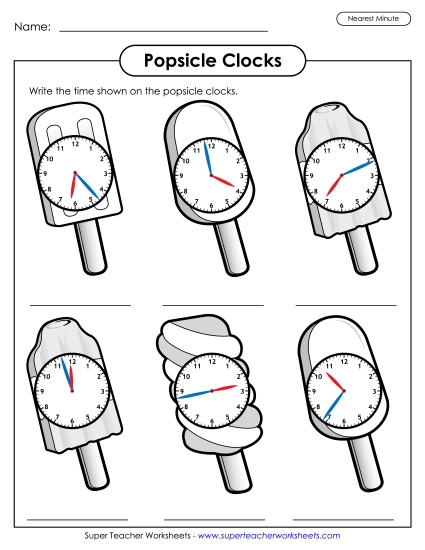 More Summer Math - Popsicle Clocks - Nearest Minute More Summer Math - Popsicle Clocks - Nearest Minute