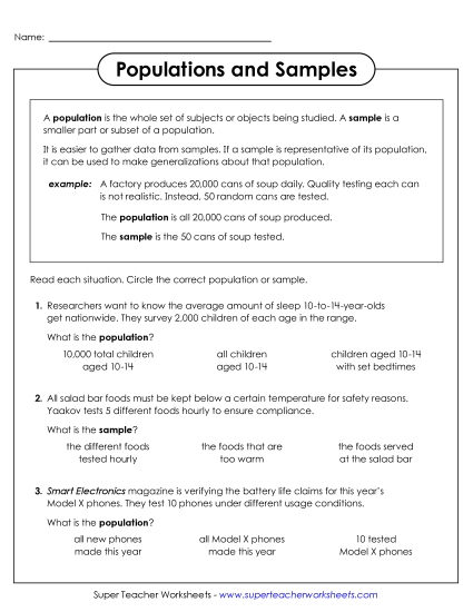 Samples & Populations - Populations and Samples (Multiple Choice) Samples & Populations - Populations and Samples (Multiple Choice)