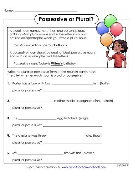 Singular Possessive Only (Basic) - Possessive or Plural? Singular Possessive Only (Basic) - Possessive or Plural?