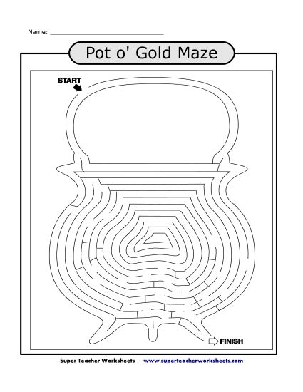 Sample Worksheet Images - Pot of Gold Maze Sample Worksheet Images - Pot of Gold Maze