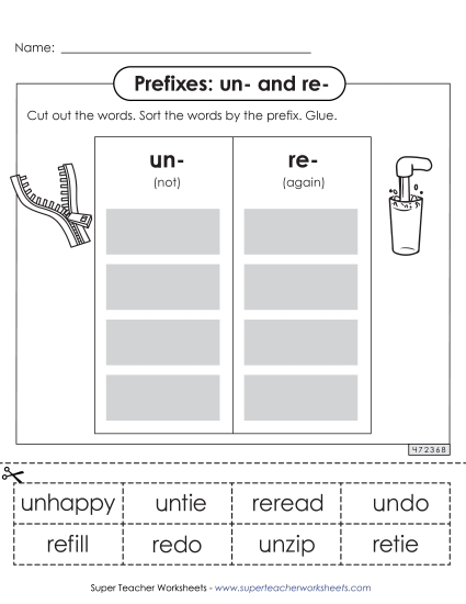 Prefixes - Prefixes Cut and Paste (un- and re-)