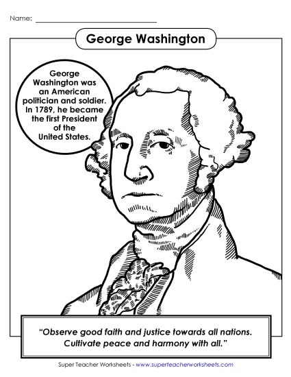 President Coloring Pages - President #1: George Washington Coloring Page President Coloring Pages - President #1: George Washington Coloring Page