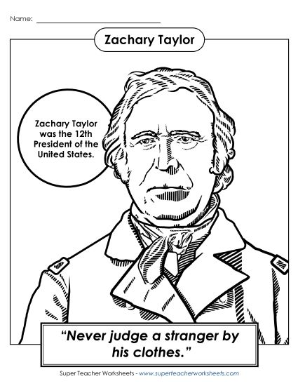 President Coloring Pages - President #12: Zachary Taylor Coloring Page President Coloring Pages - President #12: Zachary Taylor Coloring Page