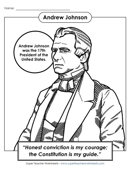 President Coloring Pages - President #17: Andrew Johnson Coloring Page President Coloring Pages - President #17: Andrew Johnson Coloring Page