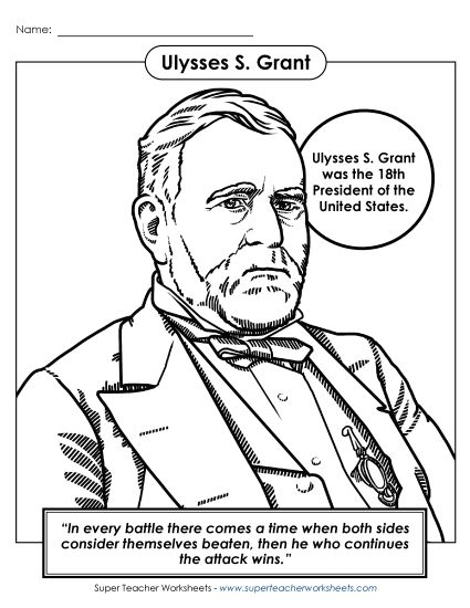 President Coloring Pages - President #18: Ulysses S. Grant Coloring Page President Coloring Pages - President #18: Ulysses S. Grant Coloring Page