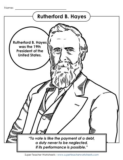 President Coloring Pages - President #19: Rutherford B. Hayes Coloring Page President Coloring Pages - President #19: Rutherford B. Hayes Coloring Page