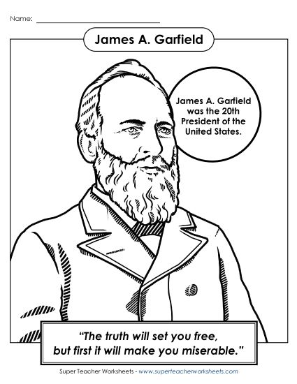 President Coloring Pages - President #20: James A. Garfield Coloring Page President Coloring Pages - President #20: James A. Garfield Coloring Page