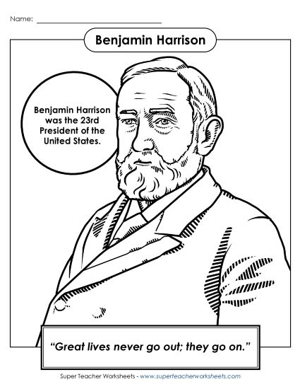 President Coloring Pages - President #23: Benjamin Harrison Coloring Page President Coloring Pages - President #23: Benjamin Harrison Coloring Page
