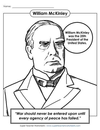 President Coloring Pages - President #25: William McKinley Coloring Page President Coloring Pages - President #25: William McKinley Coloring Page
