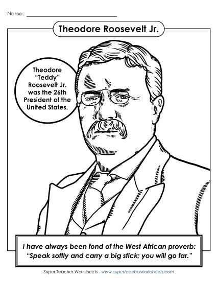 President Coloring Pages - President #26: Theodore Roosevelt Coloring Page President Coloring Pages - President #26: Theodore Roosevelt Coloring Page
