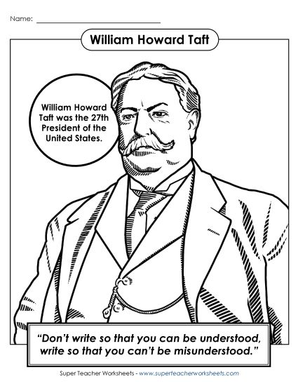 President Coloring Pages - President #27:William Howard Taft Coloring Page President Coloring Pages - President #27:William Howard Taft Coloring Page