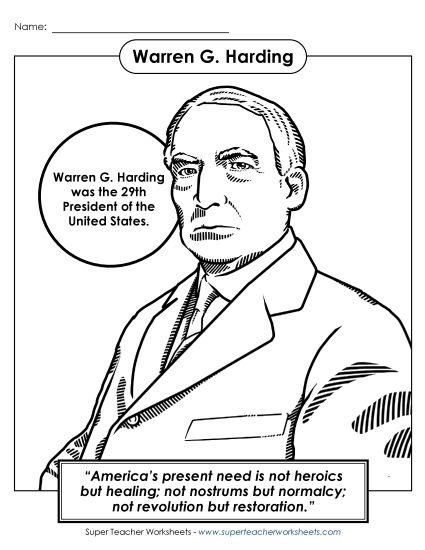 President Coloring Pages - President #29: Warren G. Harding Coloring Page President Coloring Pages - President #29: Warren G. Harding Coloring Page