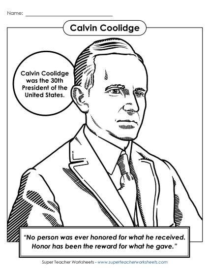 President Coloring Pages - President #30: Calvin Coolidge Coloring Page President Coloring Pages - President #30: Calvin Coolidge Coloring Page