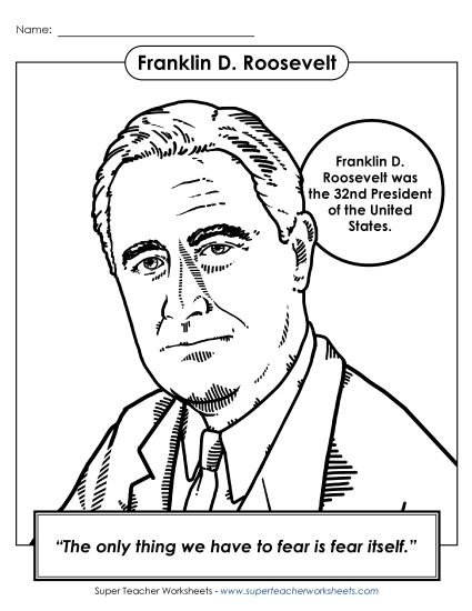 President Coloring Pages - President #32: Franklin Roosevelt Coloring Page President Coloring Pages - President #32: Franklin Roosevelt Coloring Page