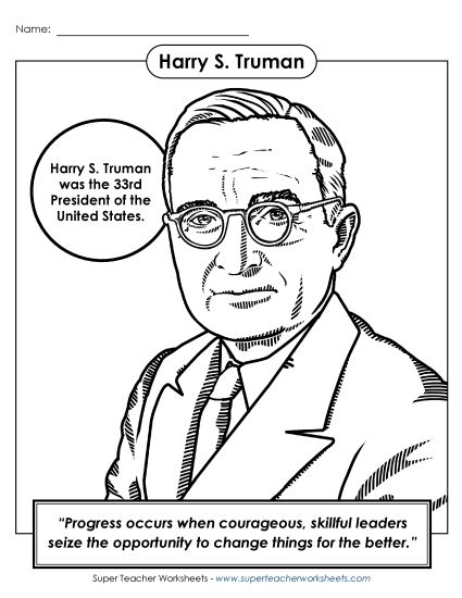 President Coloring Pages - President #33: Harry Truman Coloring Page President Coloring Pages - President #33: Harry Truman Coloring Page