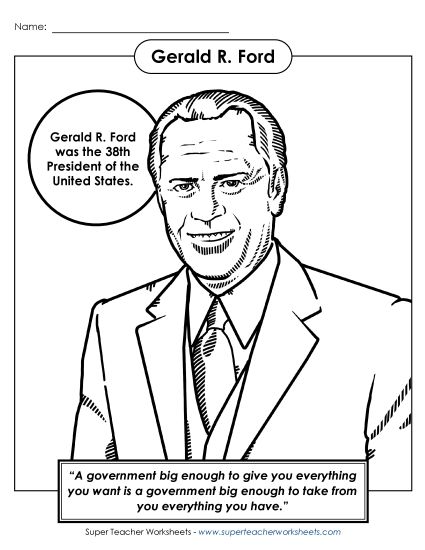President Coloring Pages - President #38: Gerald R. Ford Coloring Page President Coloring Pages - President #38: Gerald R. Ford Coloring Page