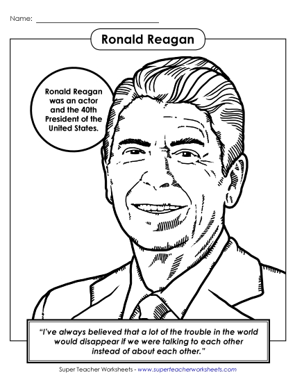 President Coloring Pages - President #40: Reagan Coloring Page