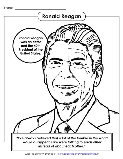President Coloring Pages - President #40: Ronald Reagan Coloring Page