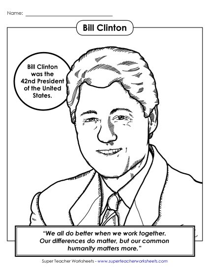 President Coloring Pages - President #42: Bill Clinton Coloring Page President Coloring Pages - President #42: Bill Clinton Coloring Page