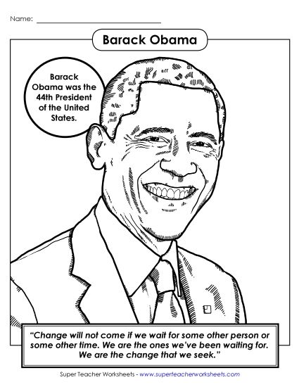 President Coloring Pages - President #44: Barack Obama Coloring Page