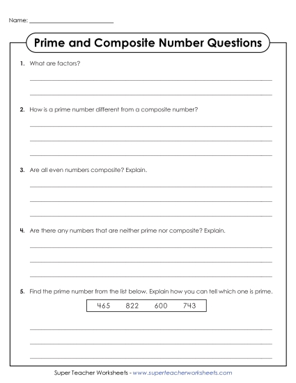 Prime Numbers - Prime & Composite Questions
