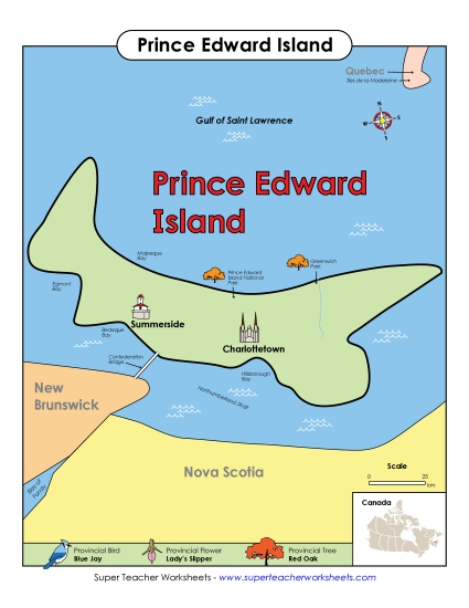 Maps - Prince Edward Island Map (Full Colour)