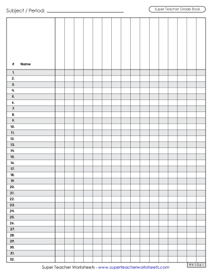 Planbooks & Gradebooks - Printable Gradebook