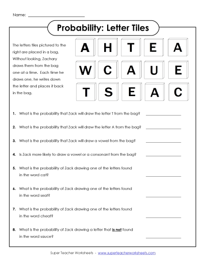 Probability Letter Tiles Probability Letter Tiles