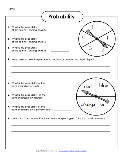 Probability Spinners (Basic) Probability Spinners (Basic)