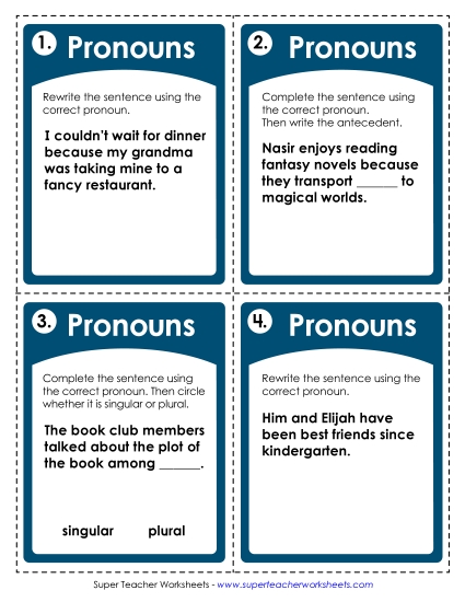 Task Cards - Pronouns (Advanced)