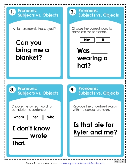 Pronouns: Subjects vs. Objects Pronouns: Subjects vs. Objects