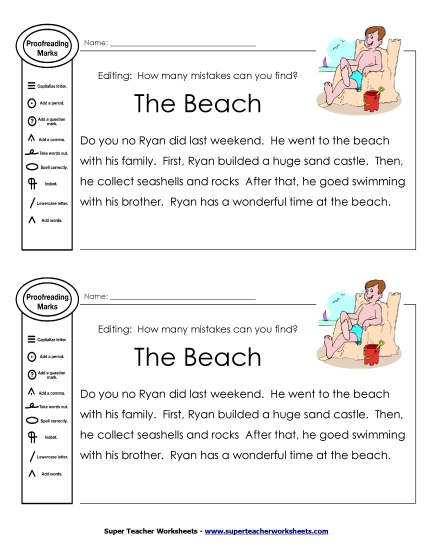 Editing Passages - Proofreading: Beach