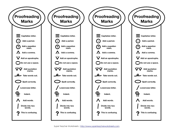 Proofreading Bookmarks - Proofreading Bookmarks - Advanced