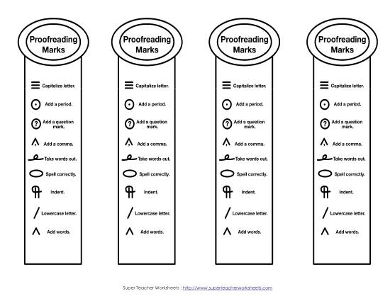 Proofreading Bookmarks - Proofreading Bookmarks - Intermediate