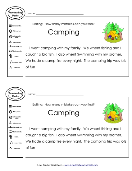 Editing Passages - Proofreading: Camping